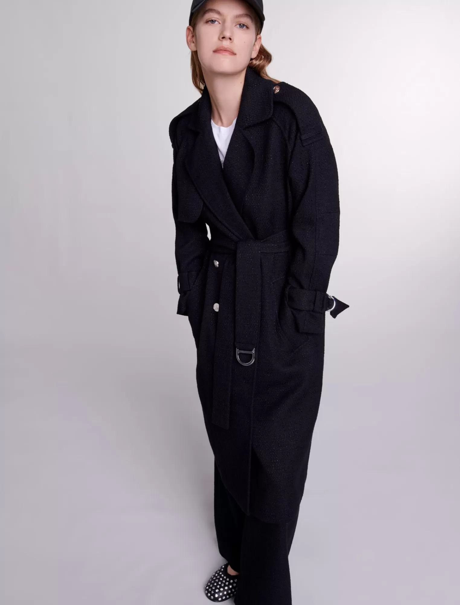 Women Maje Tweed Trench Coat