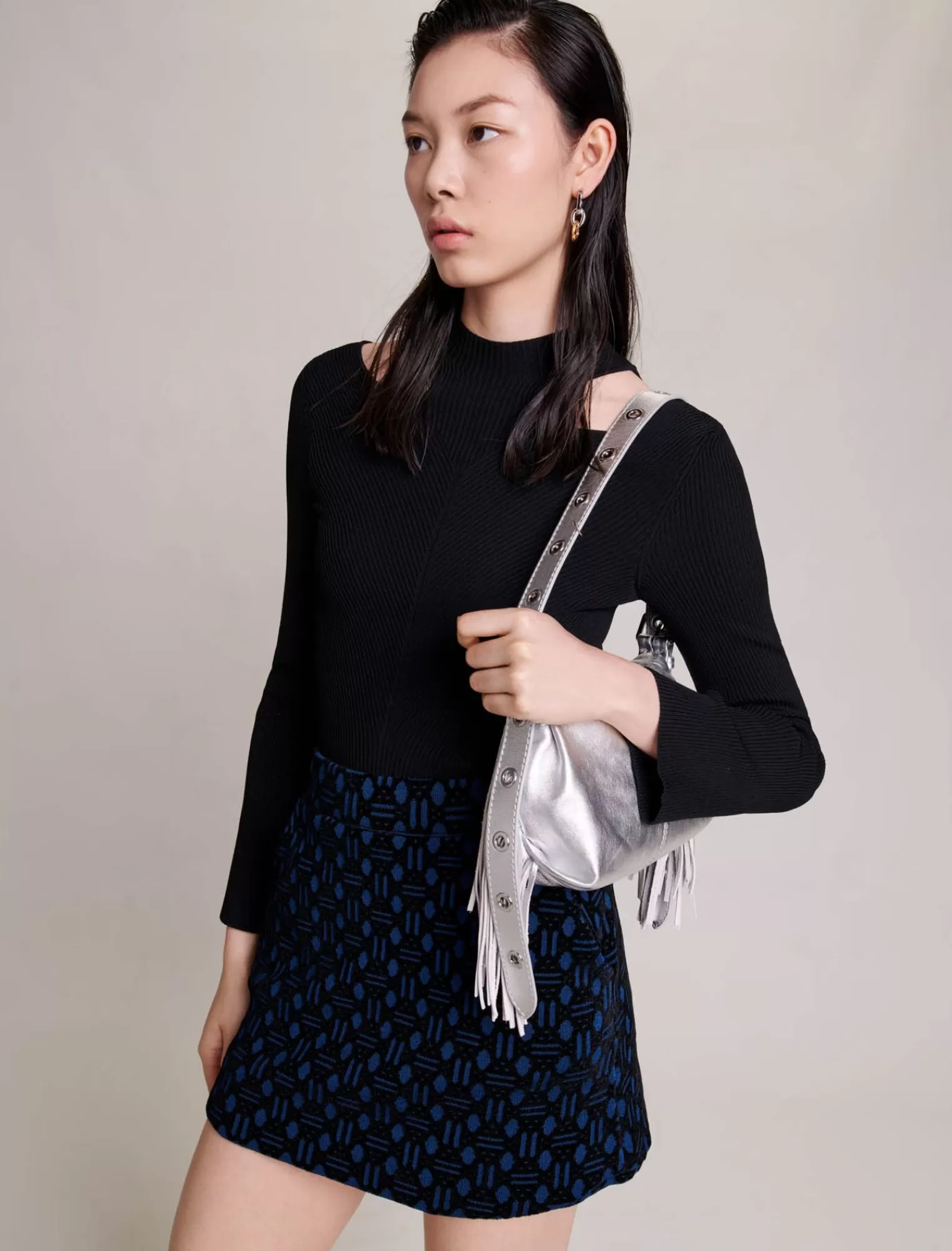 Women Maje Velvet Jacquard Skort