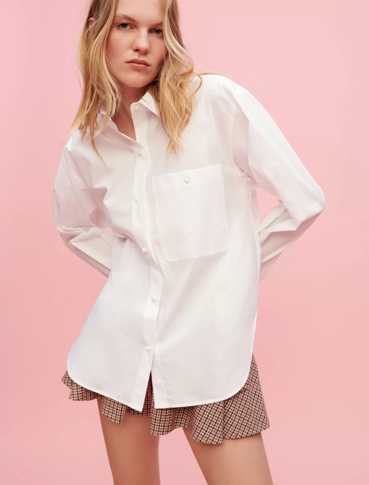Women Maje White Cotton Poplin Shirt