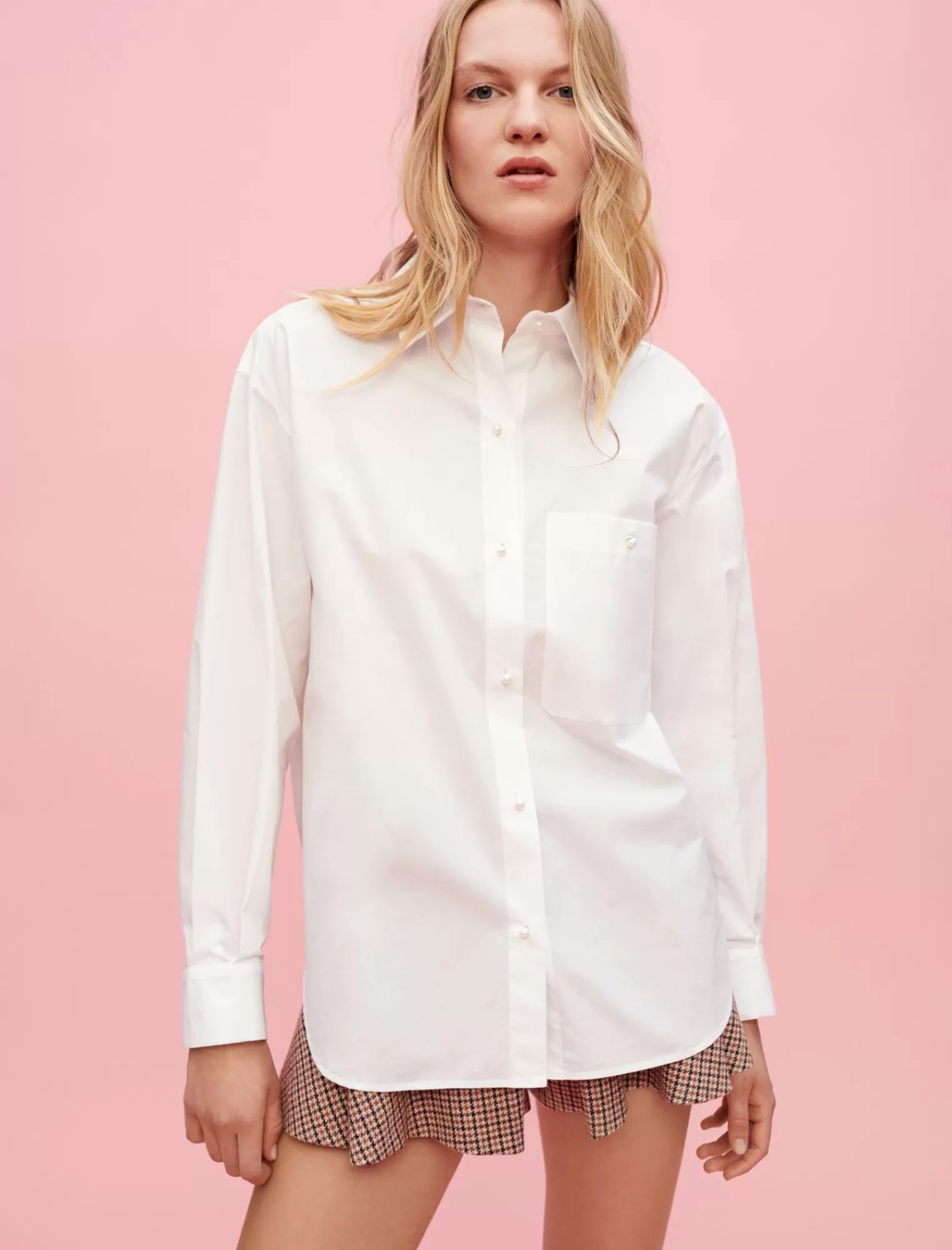 Women Maje White Cotton Poplin Shirt