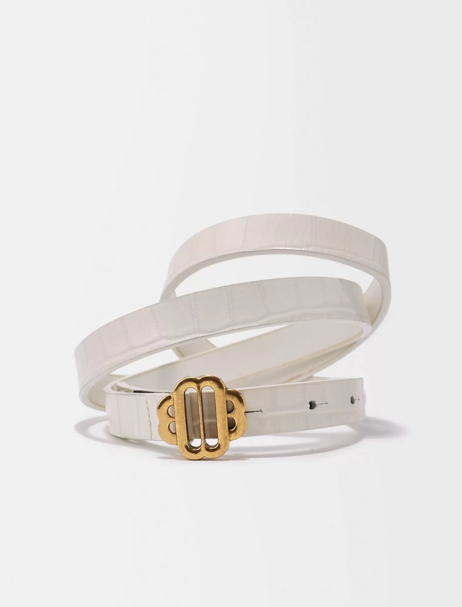 Women Maje White Croc Leather Belt