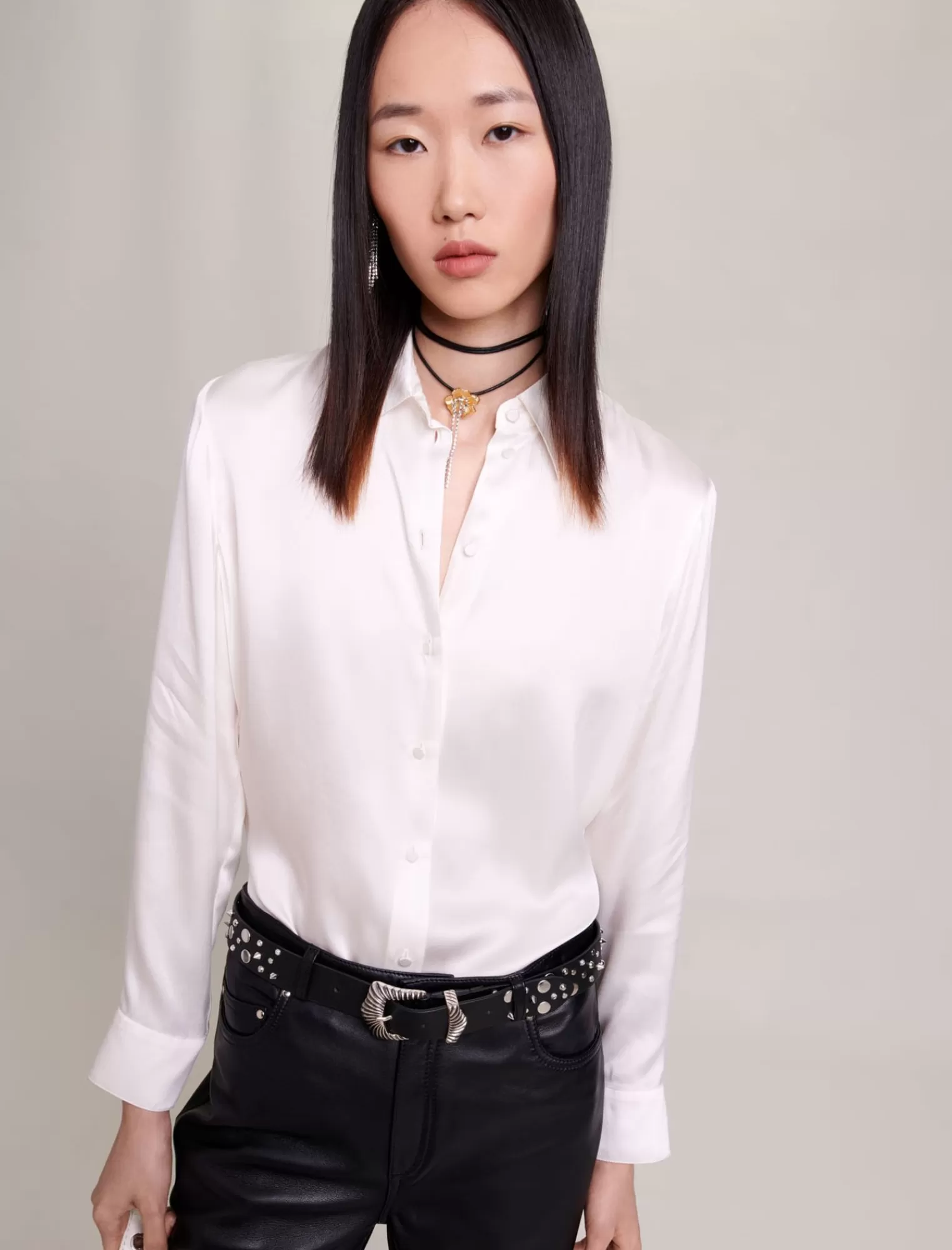 Women Maje White Silk Shirt