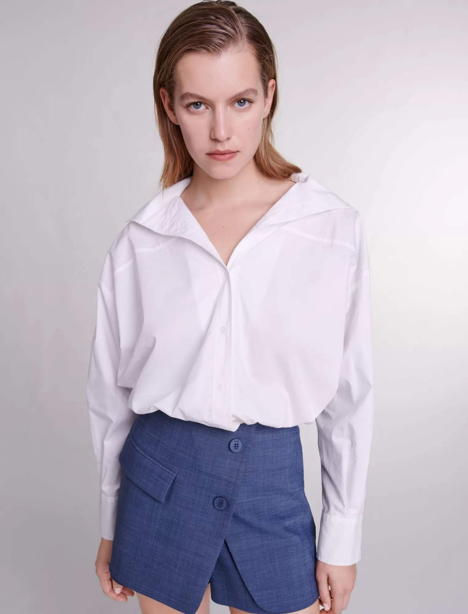 Women Maje Wool Blend Skirt Effect Shorts